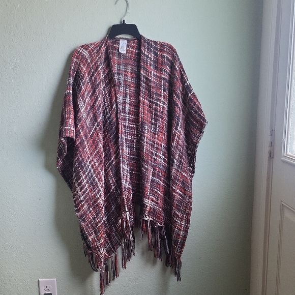 Time and Tru Multicolor Knit Poncho One Size - Picture 3 of 10